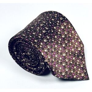 Canali Silk Tie Brown Purple Floral Made in Italy Necktie Classic Wedding Preppy